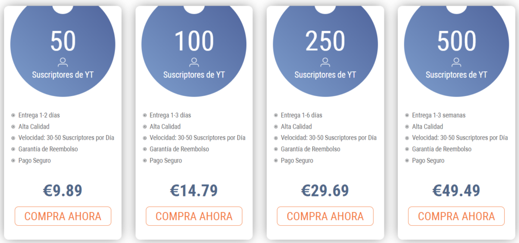 Precios de suscriptores del canal de YouTube - VideosGrow